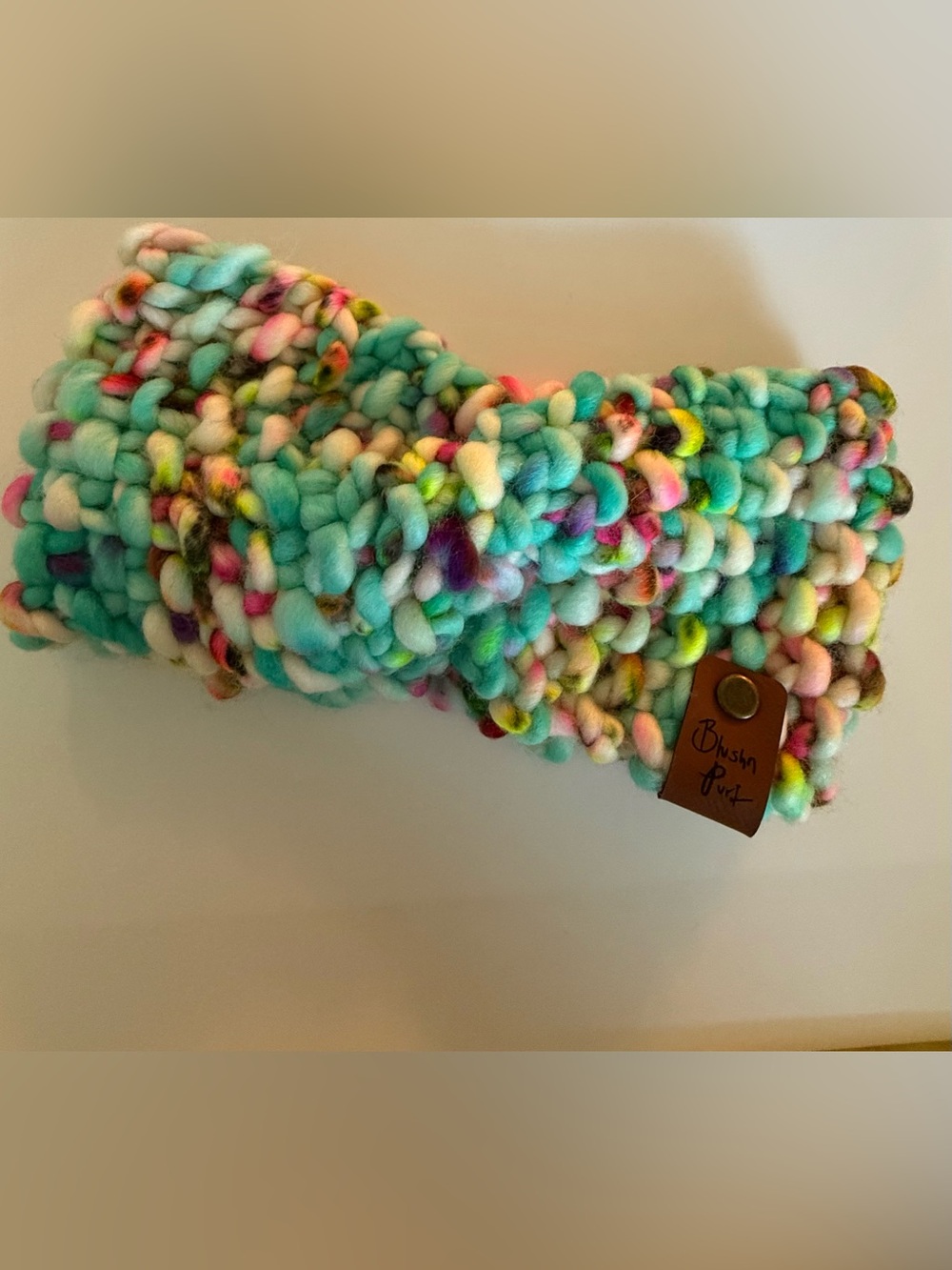 Chunky Knit Kids Headband in Turquoise Multi